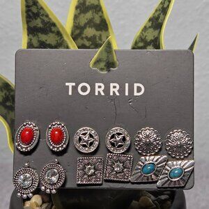 NEW!!! Boho Western or Vintage Americana Silver Stud Earring Set (6 pairs)